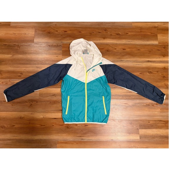 Nike Jackets & Blazers - Nike Sportswear Windrunner Jacket White Navy Teal XS Windbreaker Hooded Zip Up